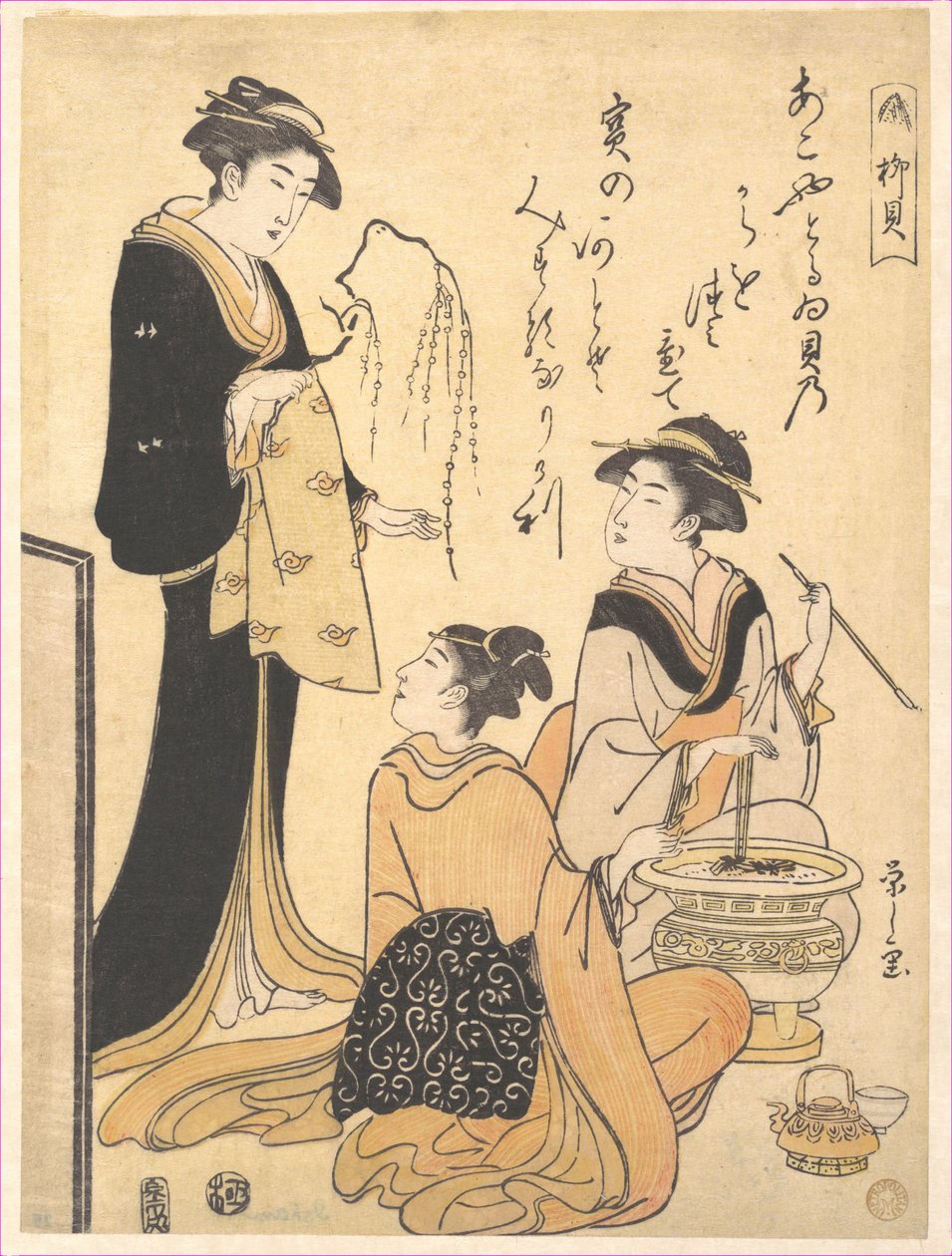 La concha de sauce (Yanagi-kai), de una serie sin título de estampas de bellezas sobre el tema de las conchas de Chobunsai Eishi