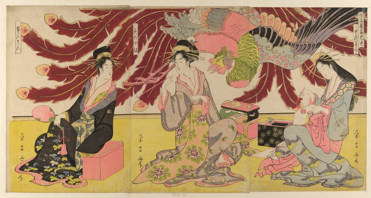 Las cortesanas de Chojiya en exhibición durante el día (Chojiya hirumise) de Chokosai Eisho