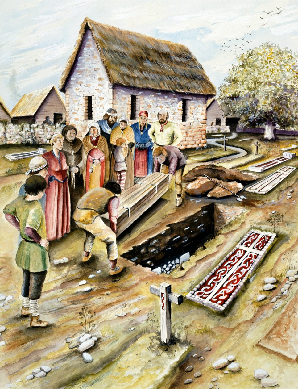 Entierro vikingo en un cementerio, York, Yorkshire, siglo X, c. 2000 de Chris Evans