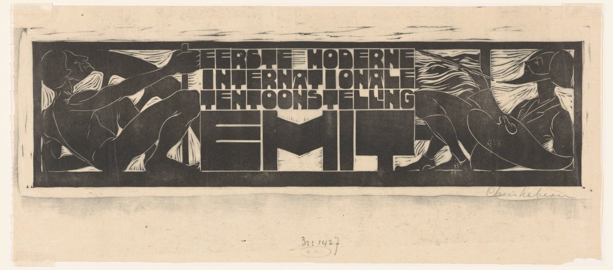 Anuncio o encabezamiento de la Primera Exposición Internacional Moderna (EMIT) en Scheveningen
Primera Exposición Internacional Moderna EMIT (título en el objeto) de Chris Lebeau (signed by artist)