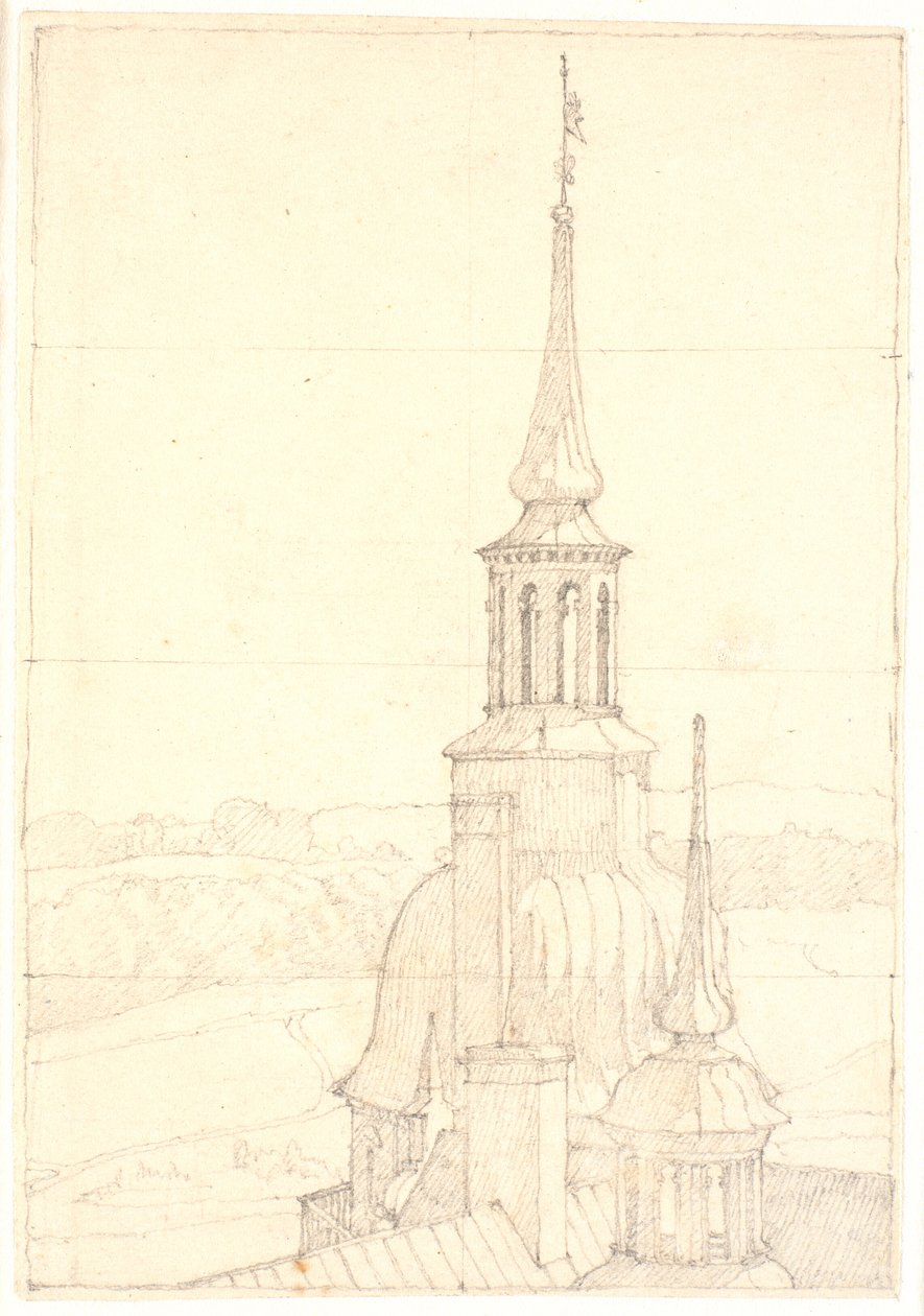 Una de las dos pequeñas torres en Frederiksborg de Christen Købke