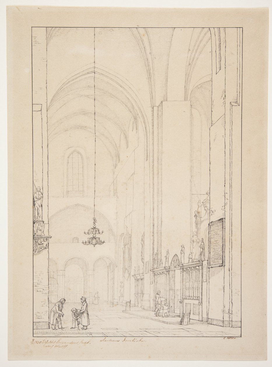 Diseño para "Vista del interior del brazo norte del crucero de la catedral de Århus" de Christen Købke