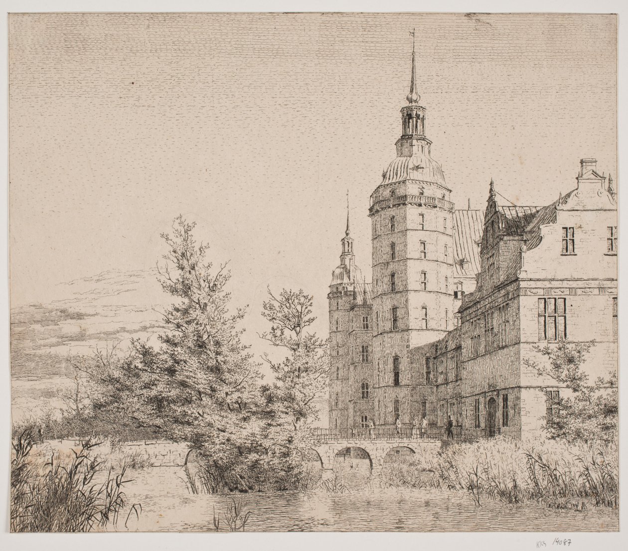 Castillo de Frederiksborg. Parte en el Puente de la Moneda de Christen Købke