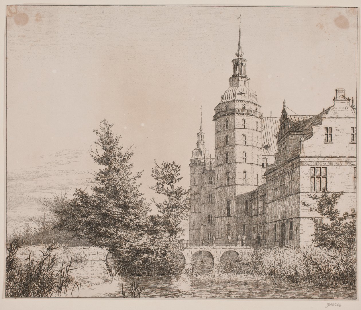 Castillo de Frederiksborg. Parte cerca del Puente de la Moneda de Christen Købke