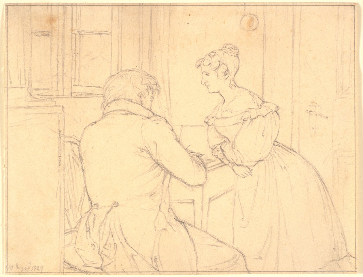 El Pintor C.D.Gebauer dibuja para la Señorita Margrethe Hahn de Christen Købke