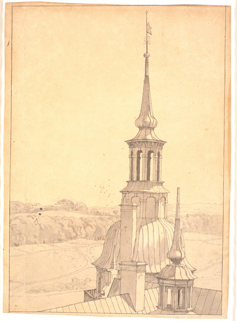 Una de las pequeñas torres del castillo de Frederiksborg de Christen Købke