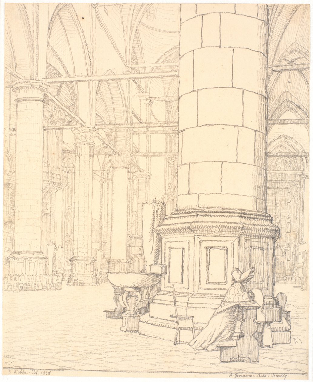 Parte del interior de Ss. Giovanni e Paolo en Venecia de Christen Købke
