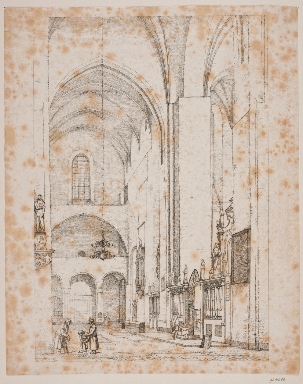 Vista del interior del brazo norte del crucero de la catedral de Århus de Christen Købke