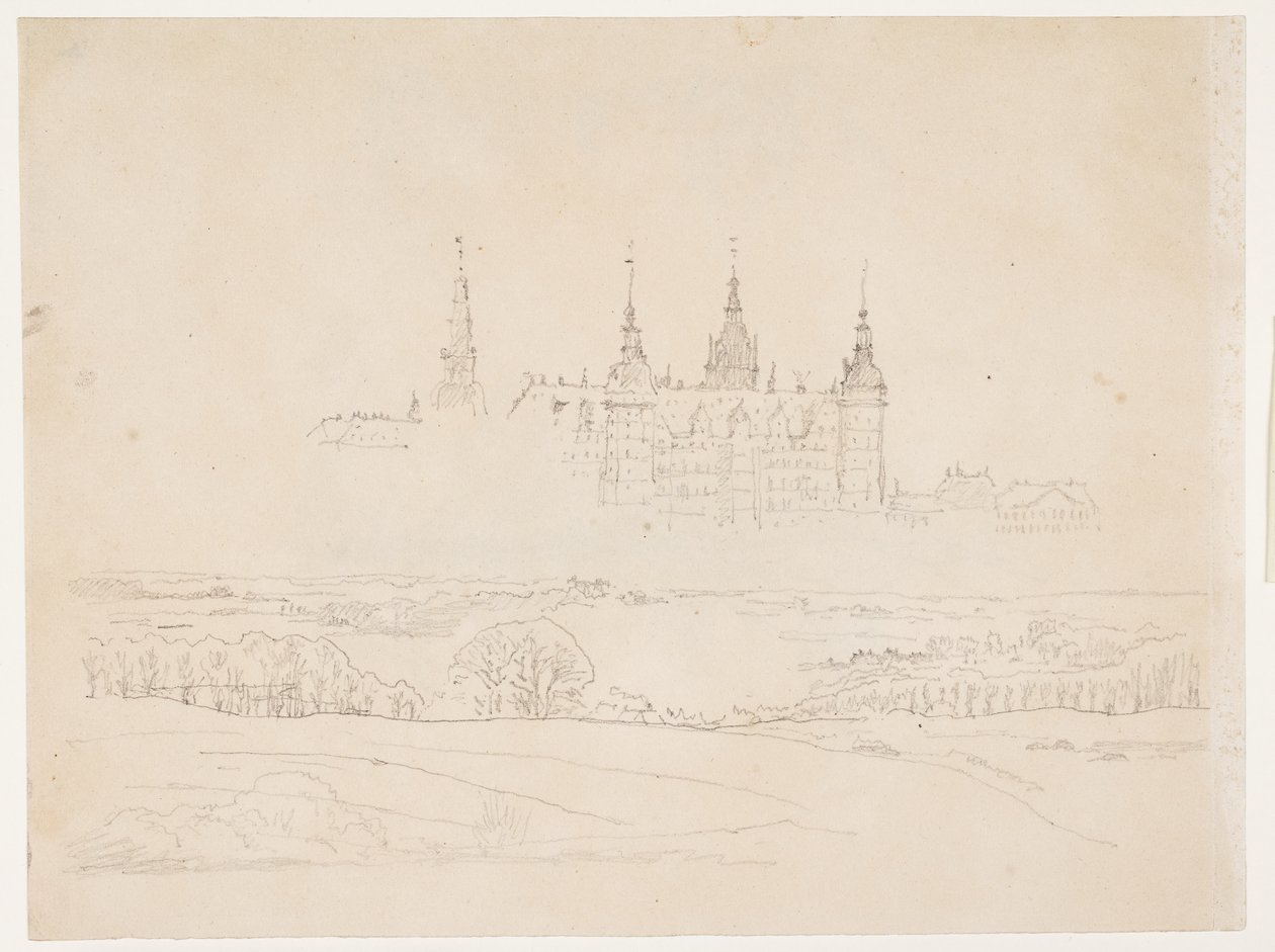 Estudio para el "Paisaje de otoño. Castillo de Frederiksborg en el fondo" de la Glyptoteca de Christen Købke