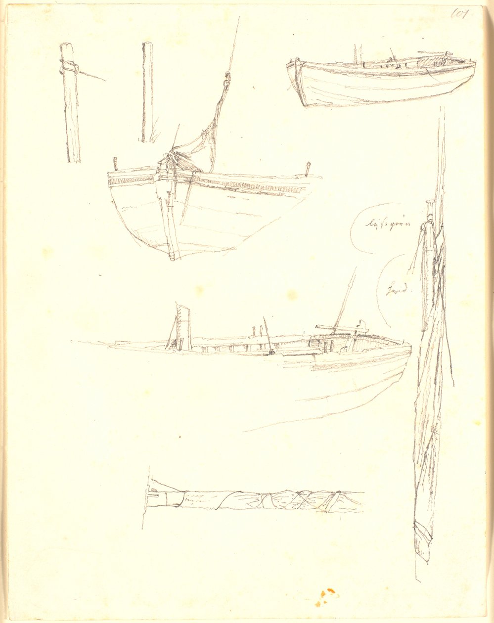 Estudios de un barco de Christen Købke