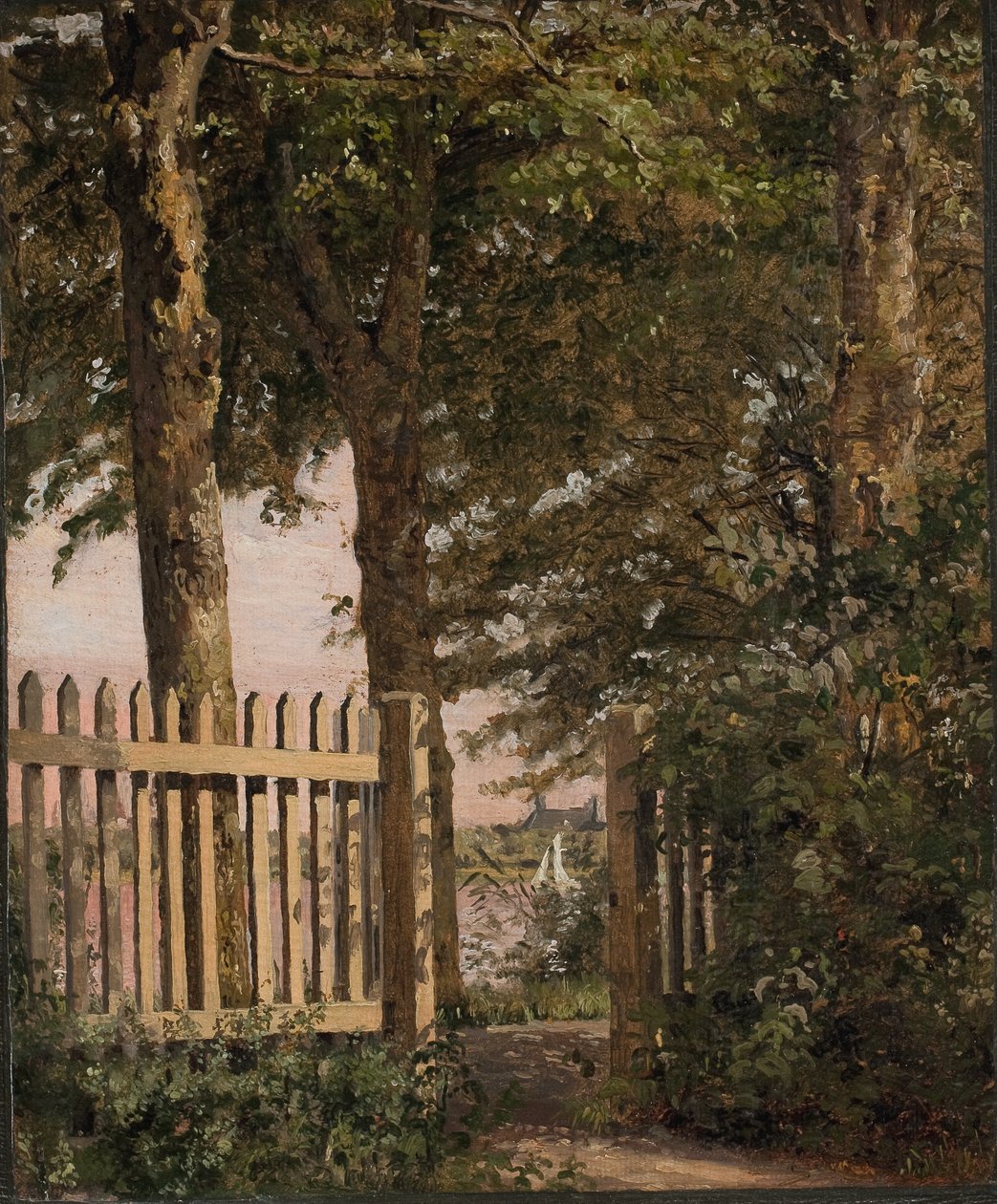 La puerta del jardín de la casa del artista en Blegdammen de Christen Købke