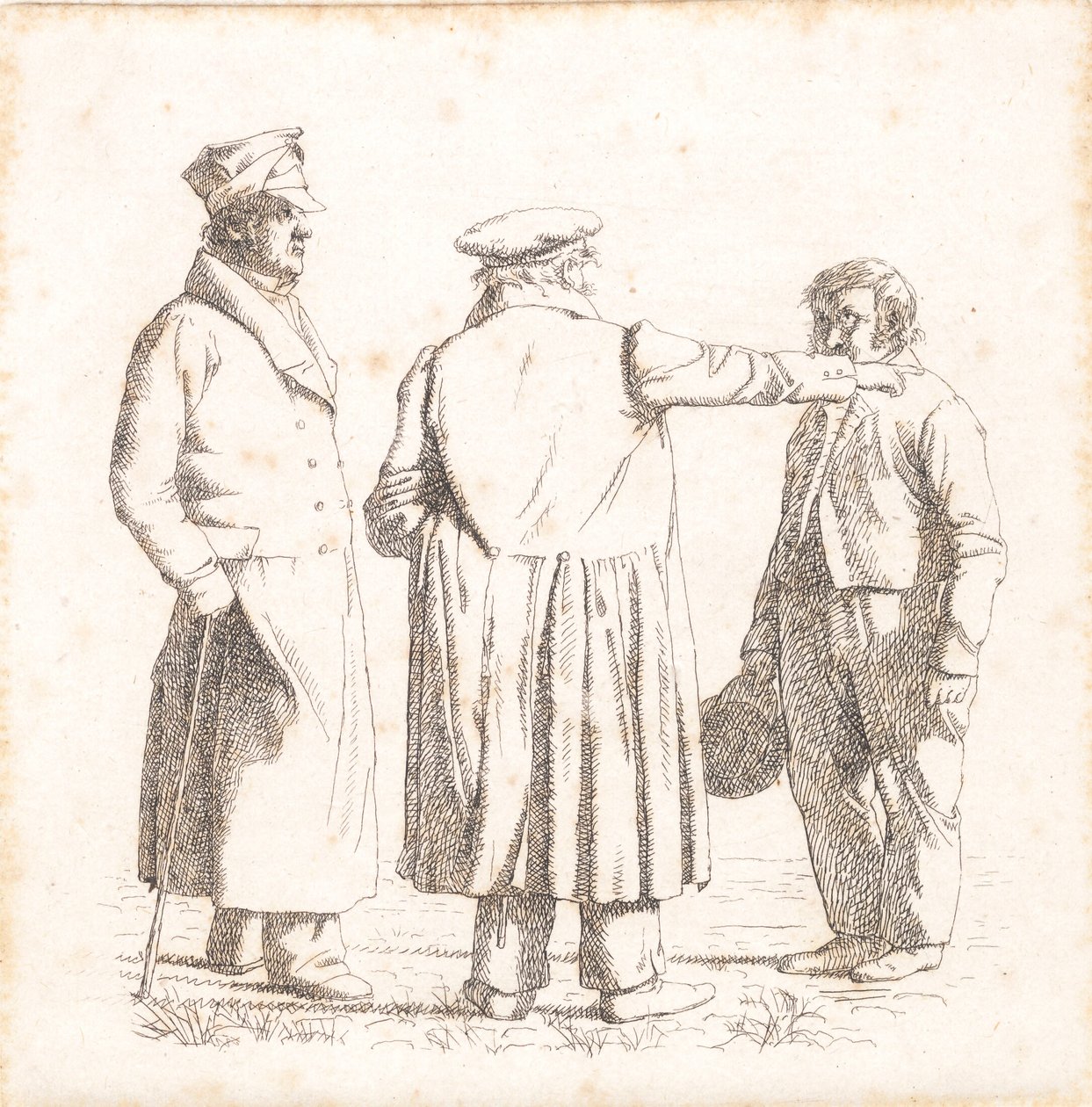 Tres figuras de retrato, maestro panadero Købke, Mayor Krohn y sargento esclavo Sprøch de Christen Købke