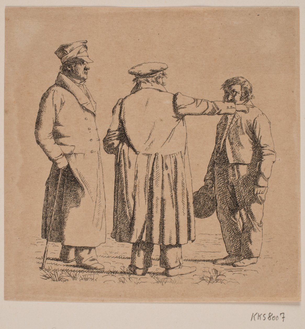Tres figuras de retrato, maestro panadero Købke, mayor Krohn y sargento esclavo Sprøch de Christen Købke