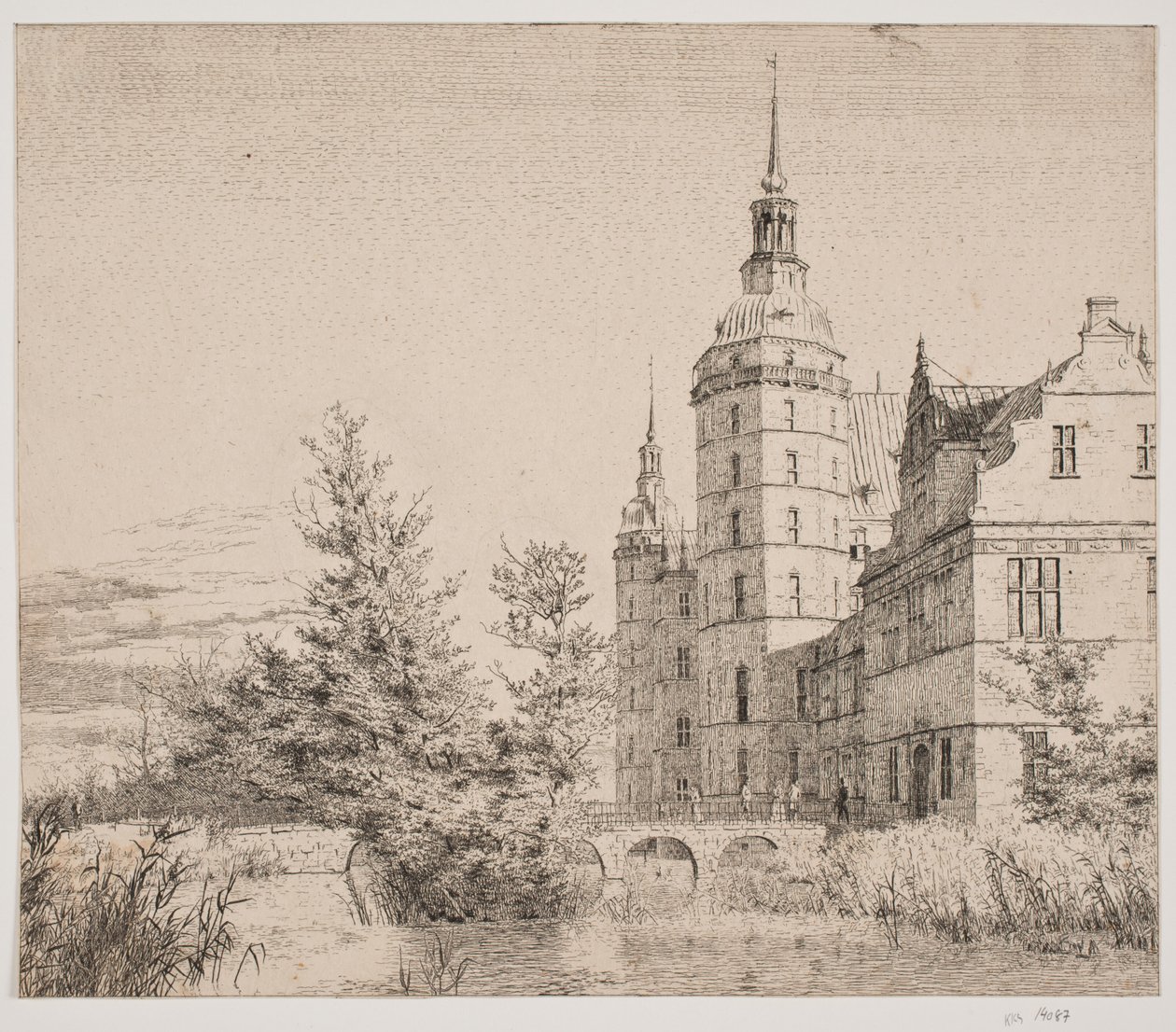 Castillo de Frederiksborg. Parte en el Puente de la Moneda de Christen Købke