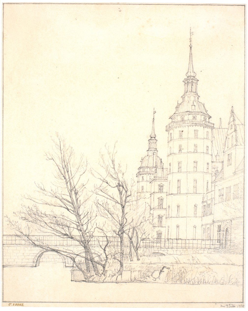 Castillo de Frederiksborg. Vista desde el puente de las monedas de Christen Købke
