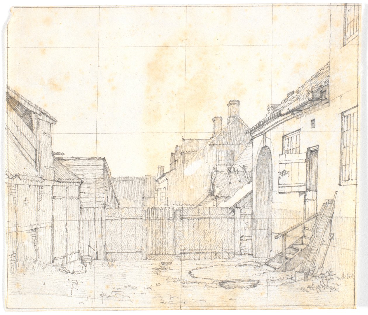 Interior de patio de una ciudad de provincia (Hillerød?) de Christen Købke