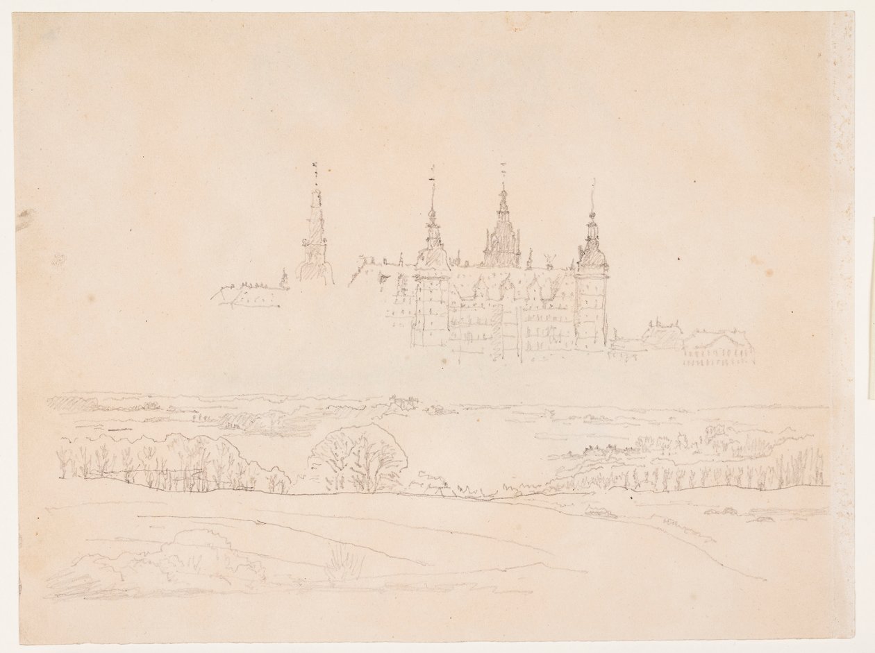 Estudio para el "Paisaje de otoño. Castillo de Frederiksborg en el fondo" de la Glyptoteca de Christen Købke