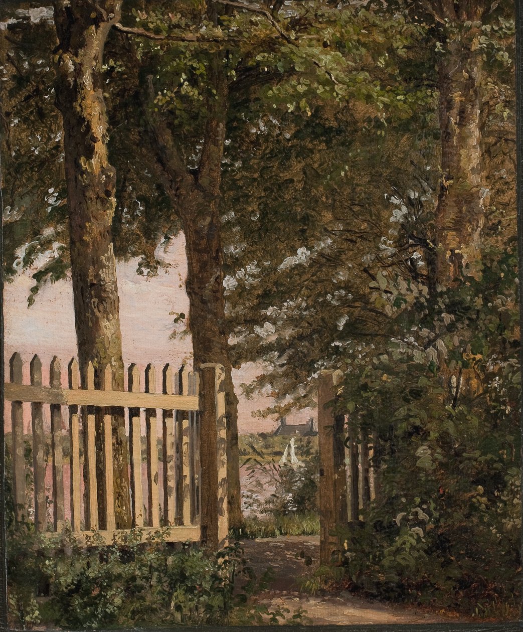 La puerta del jardín de la casa del artista en Blegdammen de Christen Købke