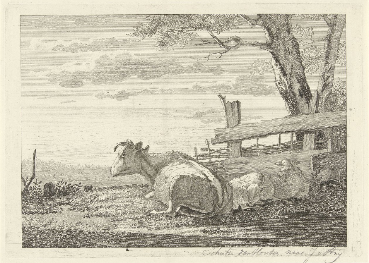 Descansando ganado en un paisaje de Christiaan Godfried Schutze van Houten