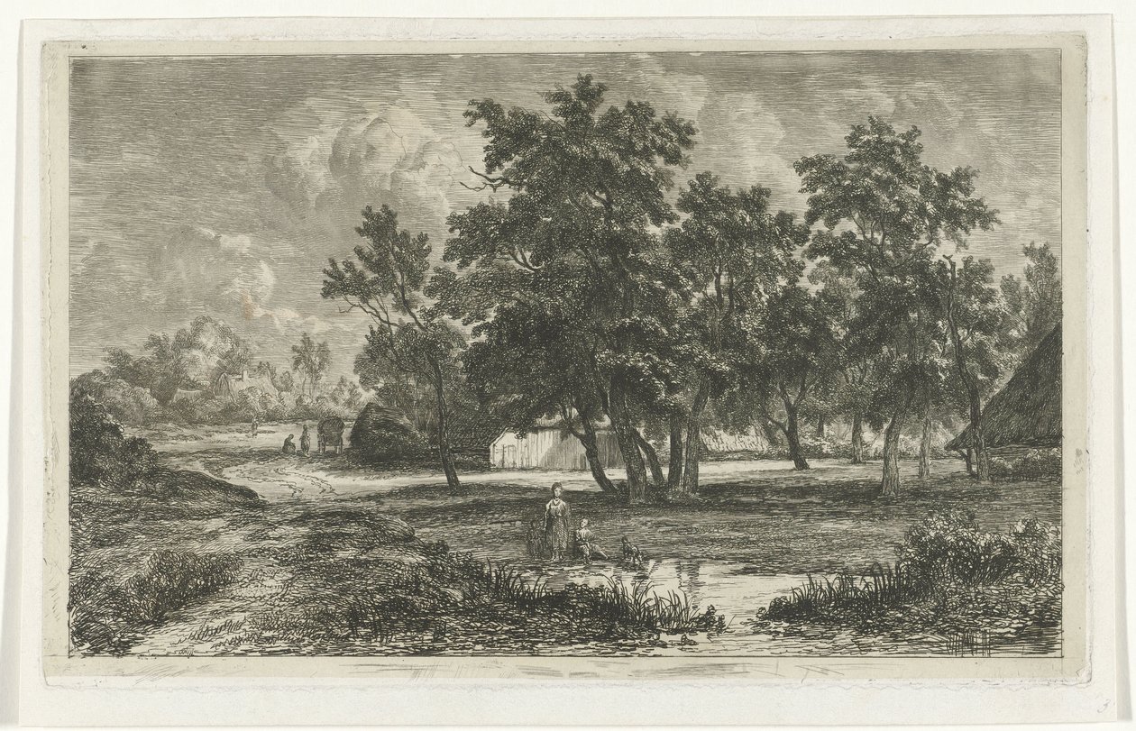 Paisaje con una granja entre los árboles. de Christiaan Immerzeel