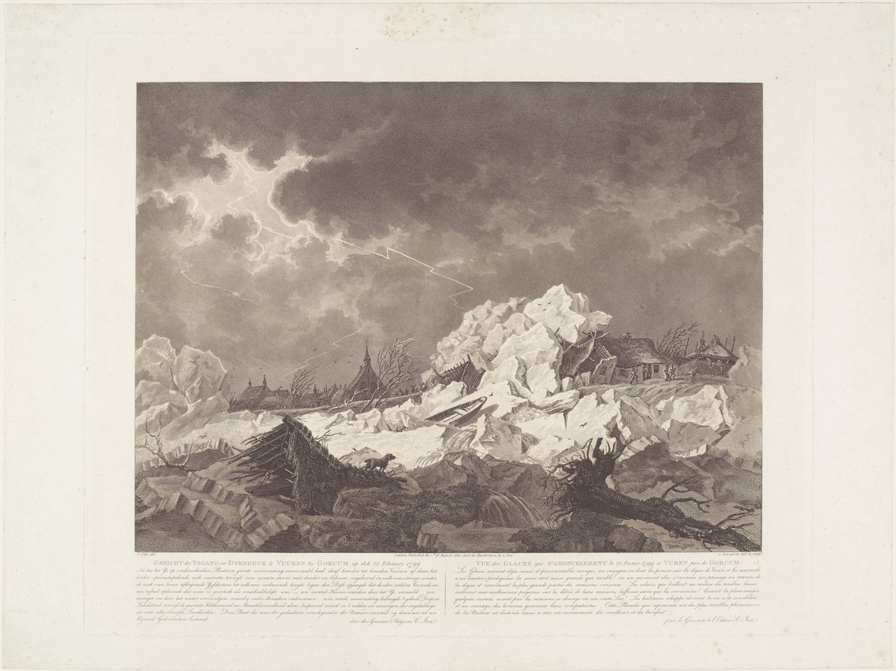 Vista de Ysgang y Dykbreak en Vuuren por Gorcum el 22 de febrero de 1799 / Vue des Glaces qui S