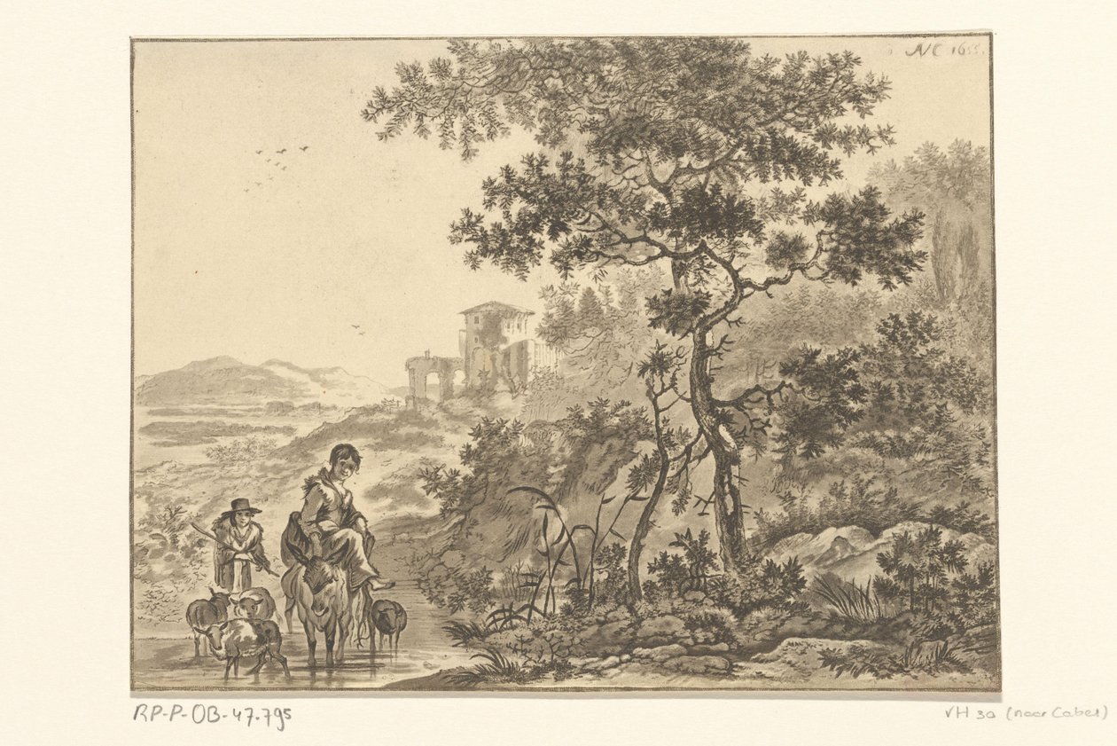 Paisaje italiano con pastor de Christiaan Josi