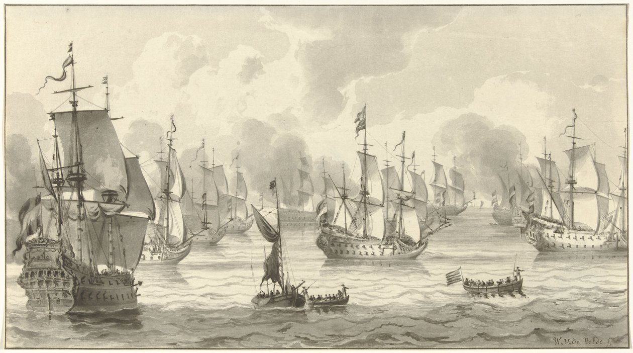 Seascape con flota de guerra de Christiaan Josi