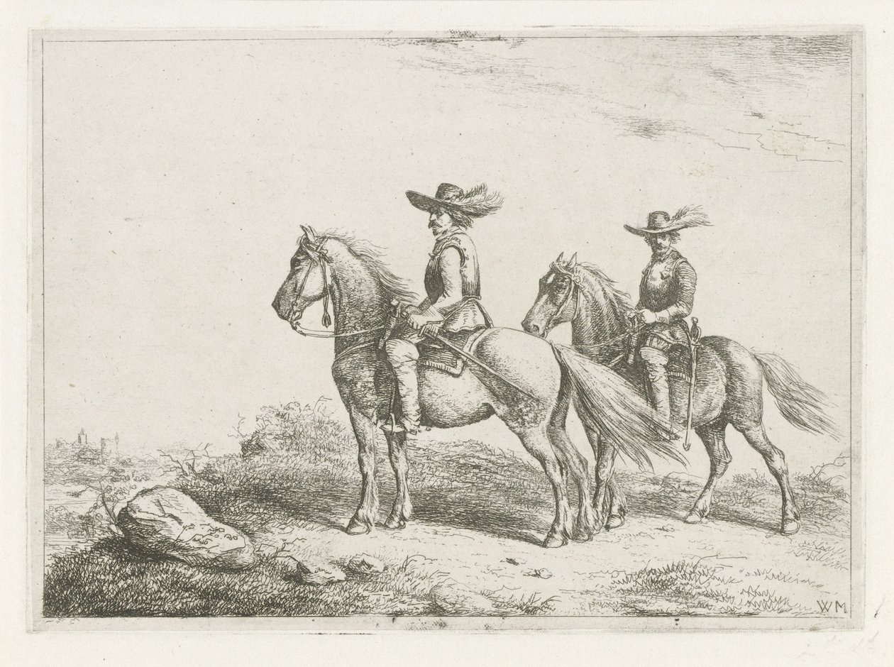 Dos jinetes explorando de Christiaan Wilhelmus Moorrees