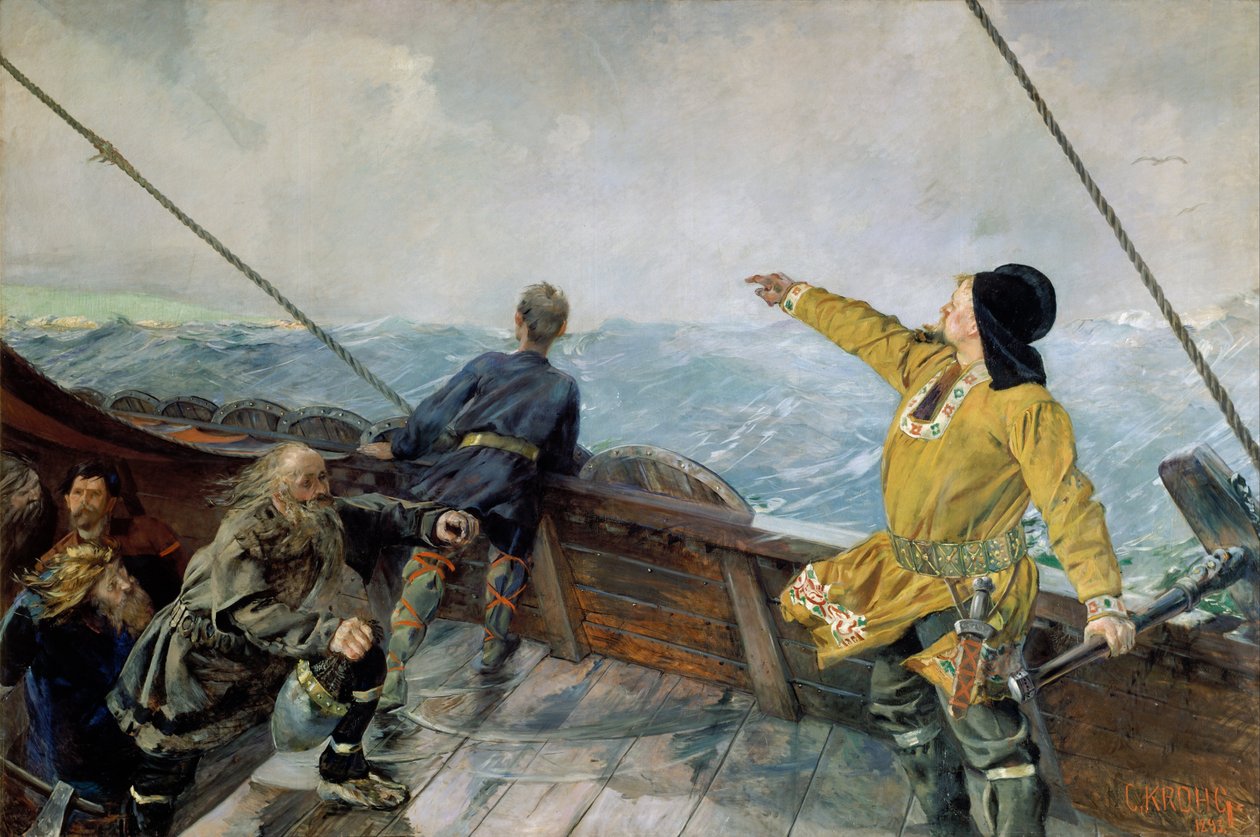 Leiv Eirikson descubriendo América de Christian Krohg