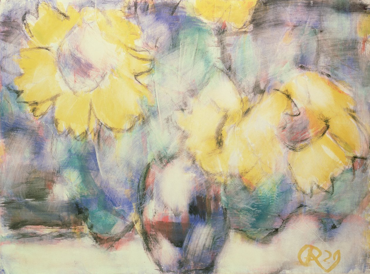 Girasoles en un jarrón de Christian Rohlfs