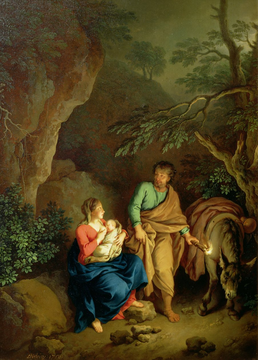 Descanso en la huida a Egipto, 1760 de Christian Wilhelm Ernst Dietrich