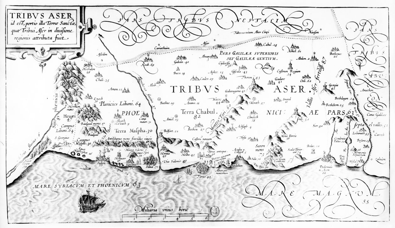Mapa de la Tribu de Aser, 1590 de Christian van Adrichom