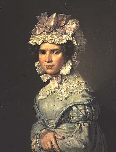 Retrato de una dama con vestido azul de Christian Albrecht Jensen