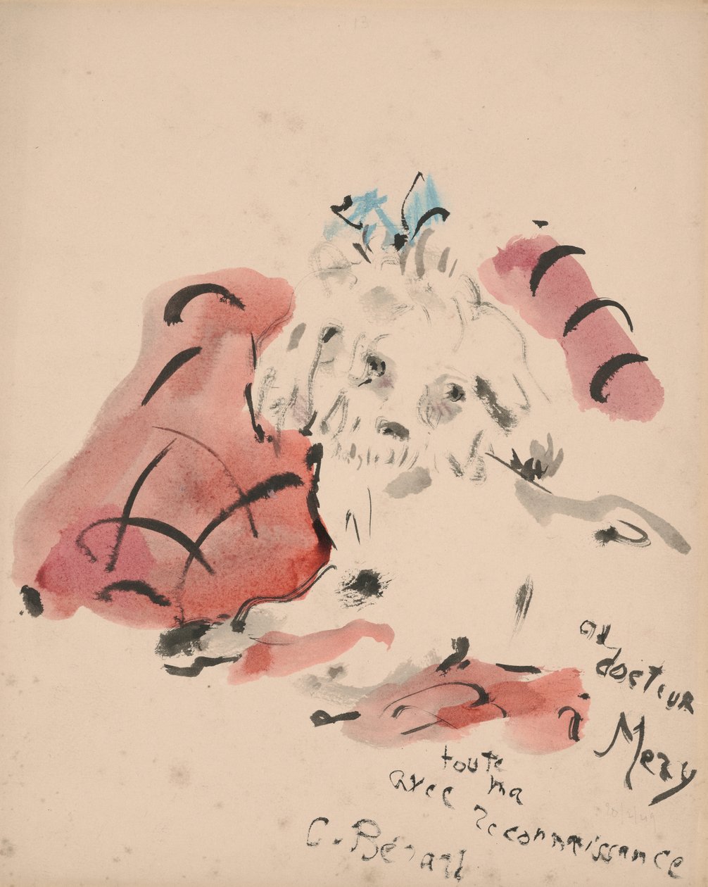 Petit chien (recto) (pastel al óleo, acuarela y pincel y tinta sobre papel) de Christian Bérard
