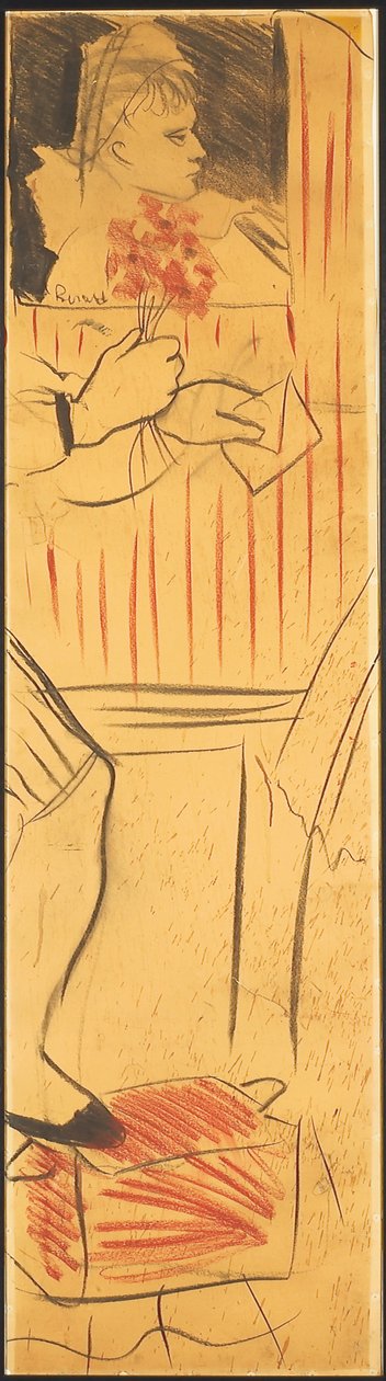 Tríptico (dibujo de una escena de amantes) (lápiz sobre papel) (véase también 742028-30) de Christian Bérard