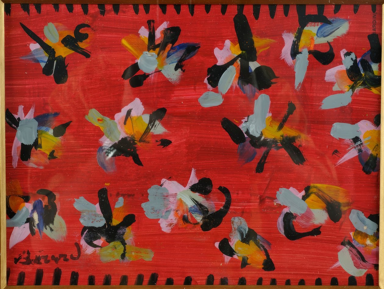 Diseño para una alfombra de fondo rojo de Christian Bérard