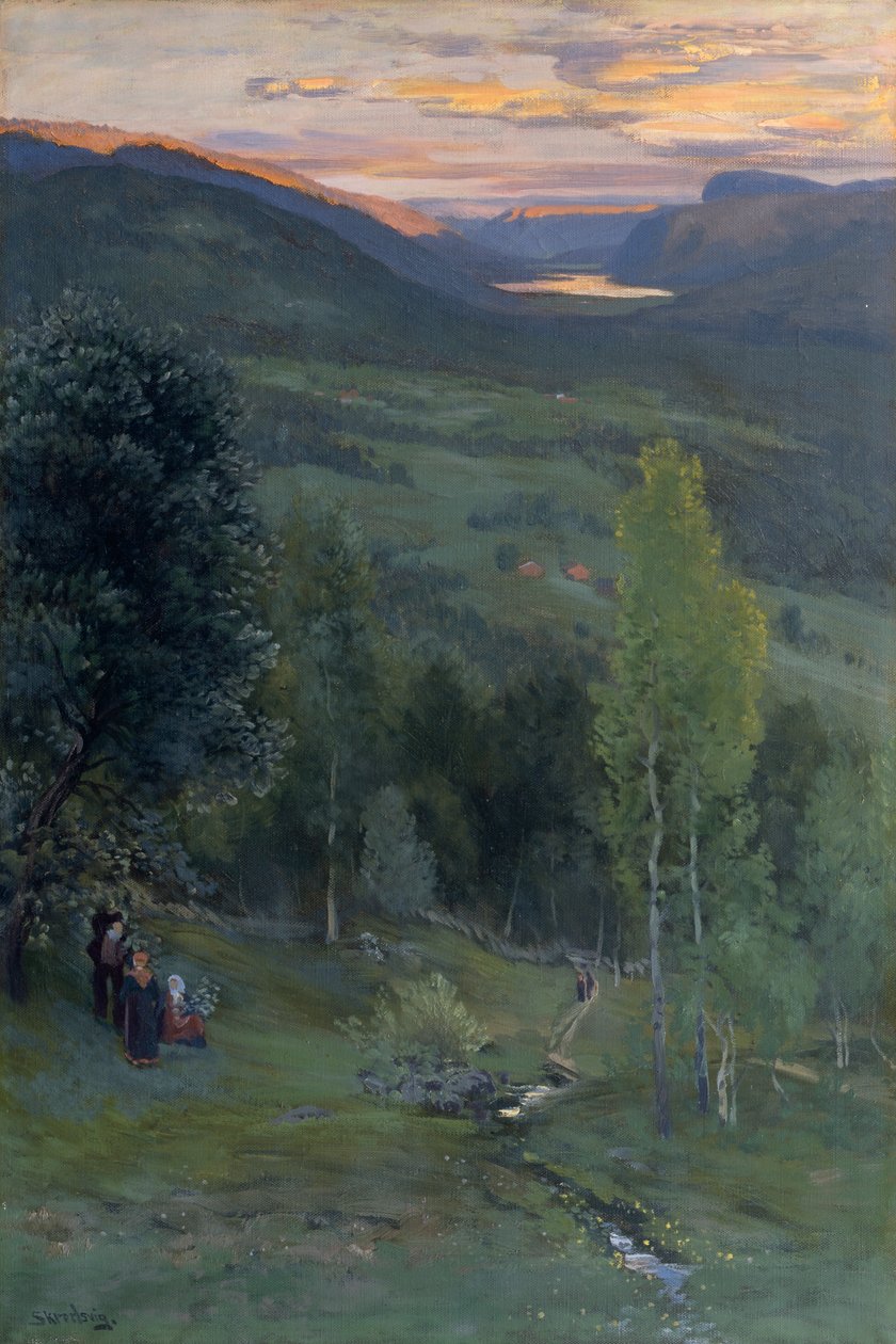 Solsticio de verano, Eggedal (óleo sobre lienzo) de Christian Eriksen Skredsvig