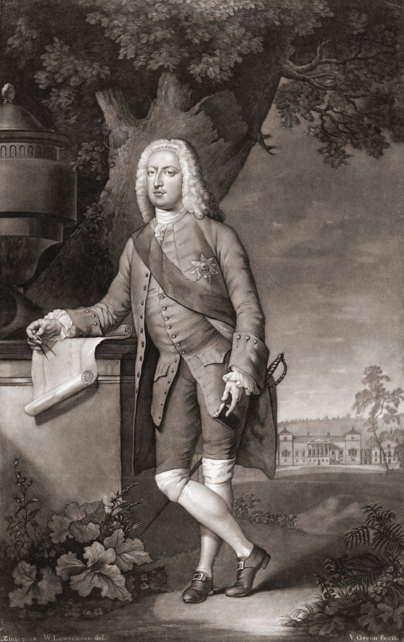 Thomas Coke, Conde de Leicester. Retrato. (impresión) de Christian Friedrich (after) Zincke