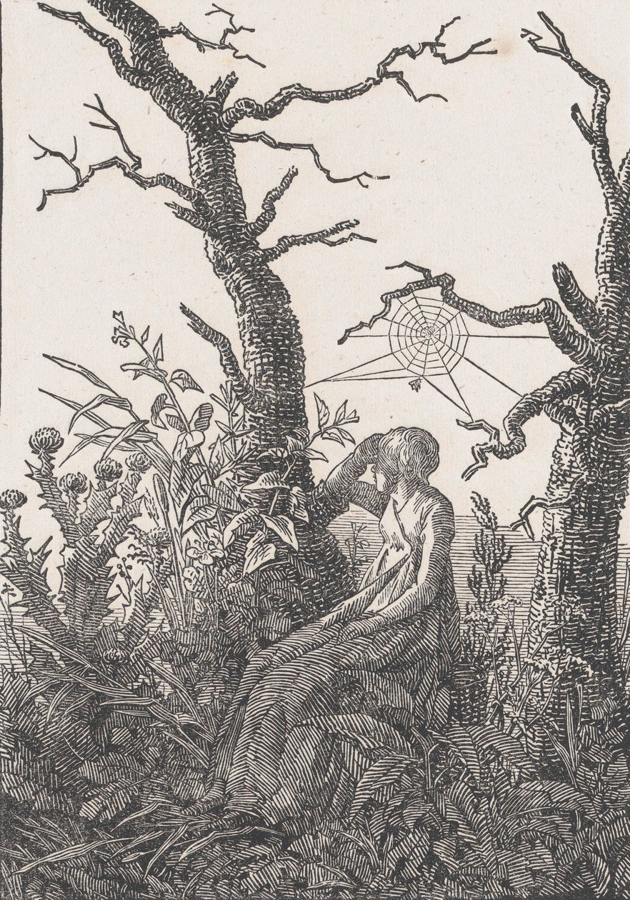 Mujer sentada con una telaraña (probablemente 1803) de Christian Friedrich