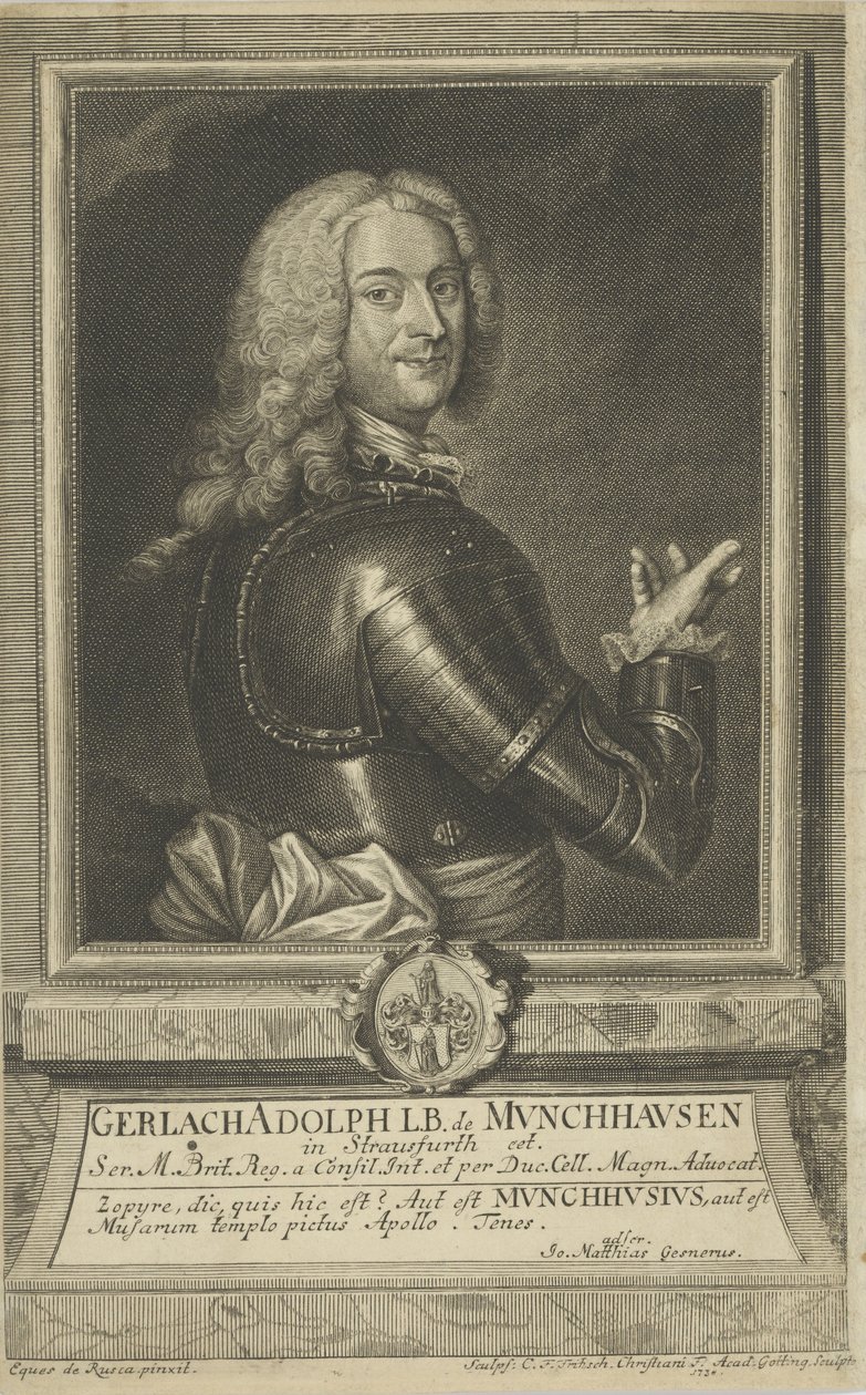 Retrato de Gerlach Adolph von Münchhausen, 1688-1770, 1738 de Christian Friedrich Fritzsch