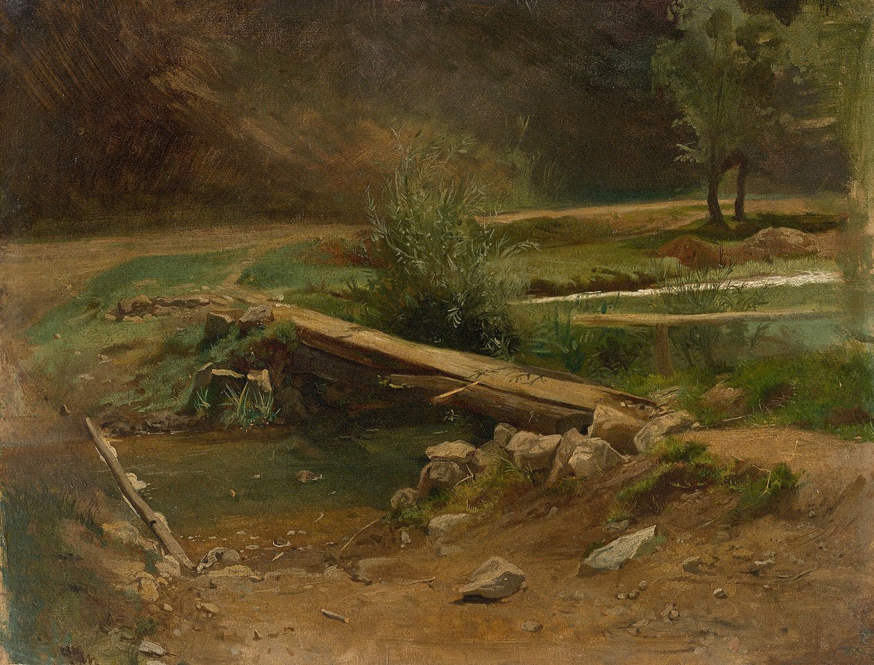 Puente sobre un arroyo de Christian Friedrich Gille