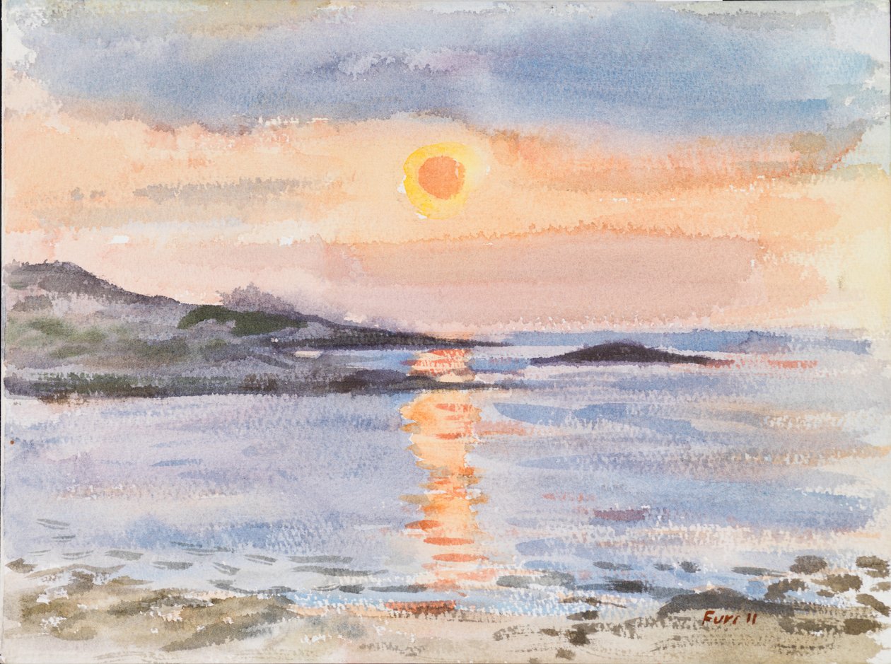 Chipre, puesta de sol, 2019 (acuarela) de Christian Furr