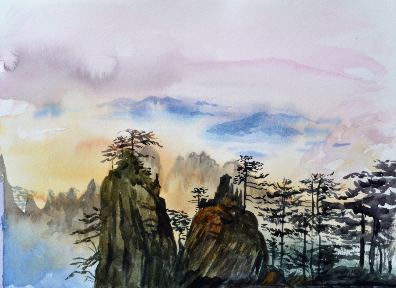 Nubes a la deriva, 2015 (acuarela sobre papel) de Christian Furr