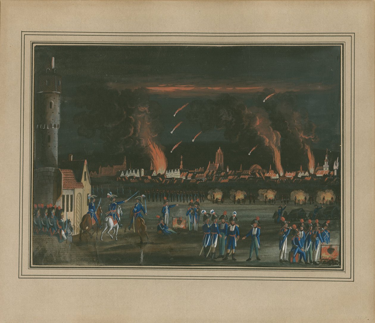 Bombardeo de Frankfurt am Main por el Ejército Francés de Christian Georg Schütz the Younger