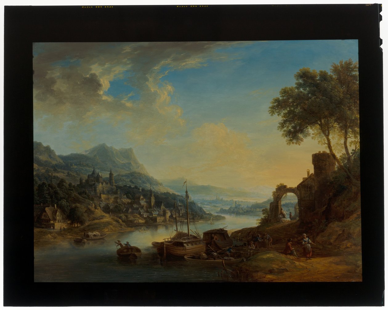 Un par de paisajes renanos de Christian Georg the Elder Schuetz