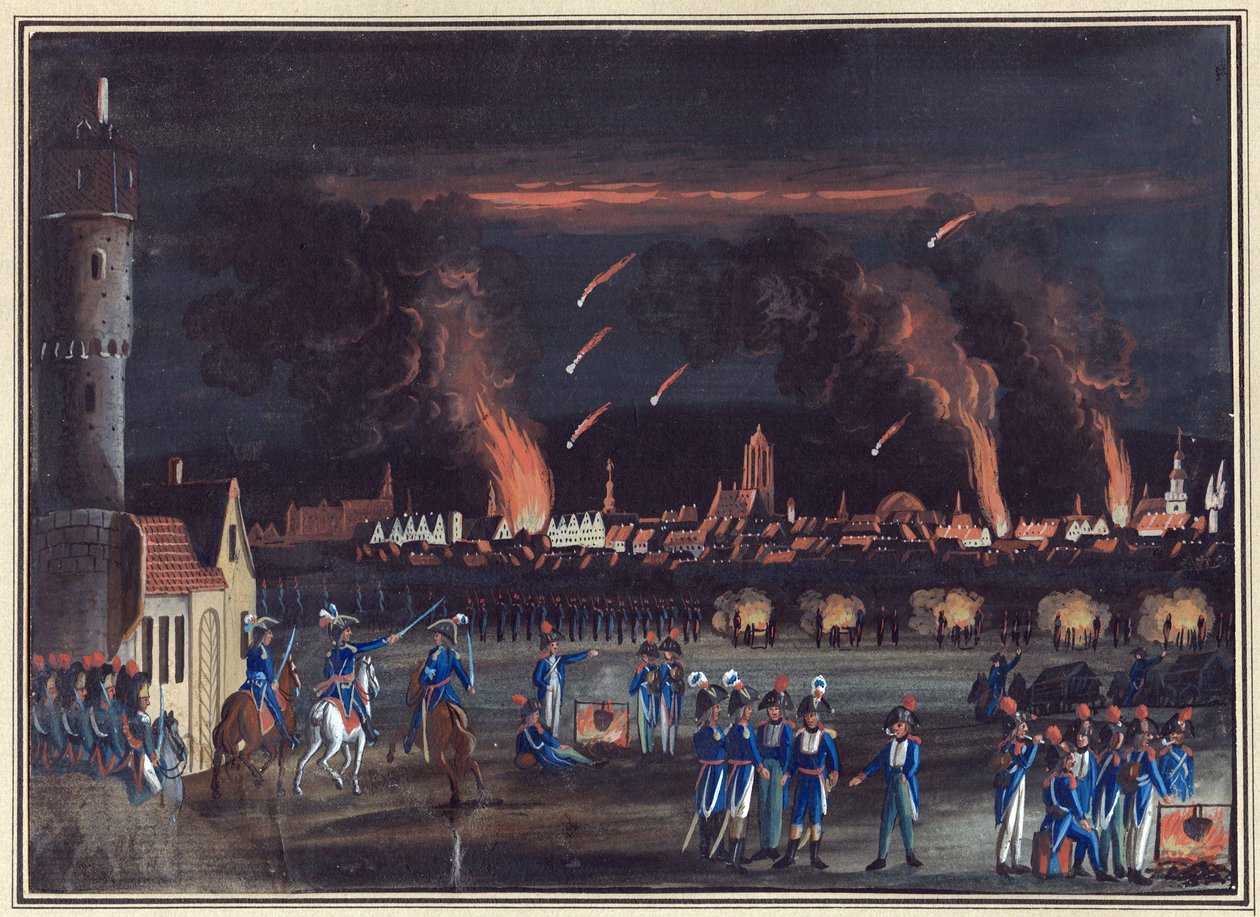 Primera Coalición - 13 de junio de 1796: bombardeo de Fráncfort del Meno por los franceses de Christian Georg the Elder Schuetz