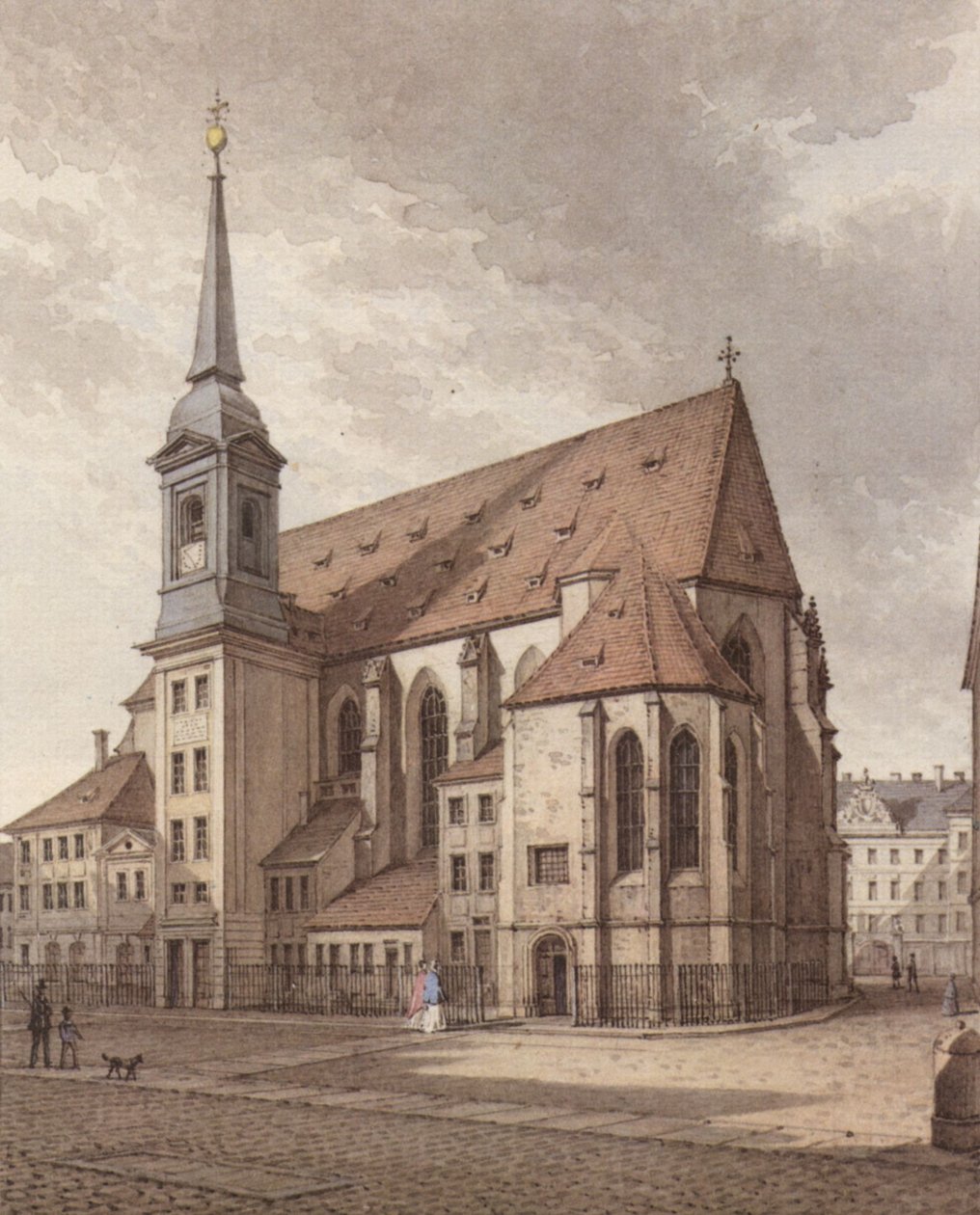 Acuarela de la Sophienkirche de Dresde de Christian Gottlob Hammer