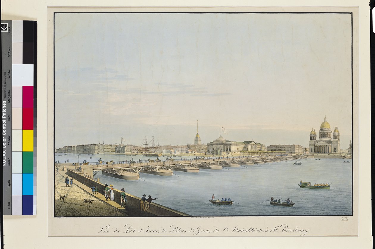 Vista del Puente de San Isaac, el Almirantazgo y el Palacio de Invierno, San Petersburgo de Christian Gottlob Hammer