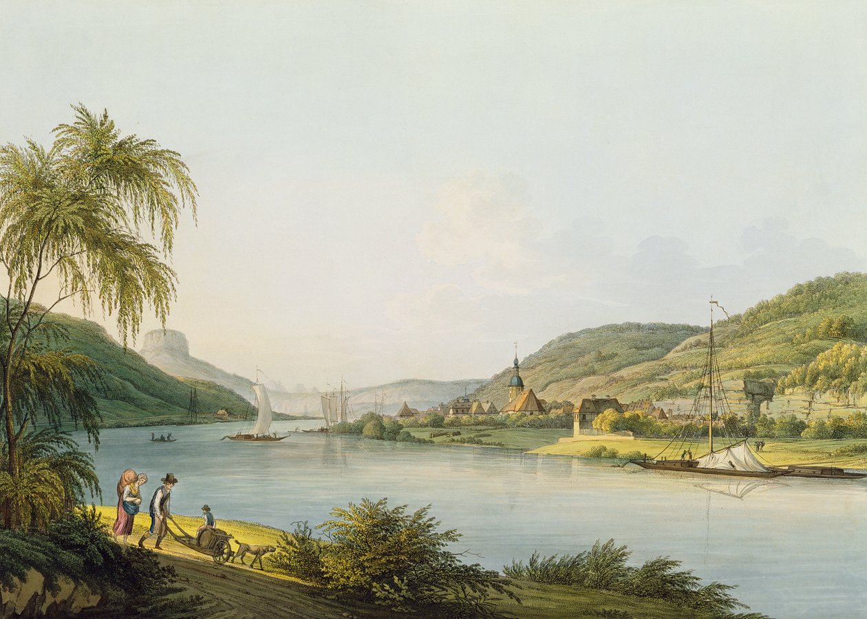Vista de la parte sur de Schandau en el Elba en Sajonia en la frontera de Bohemia de Christian Gottlob Hammer