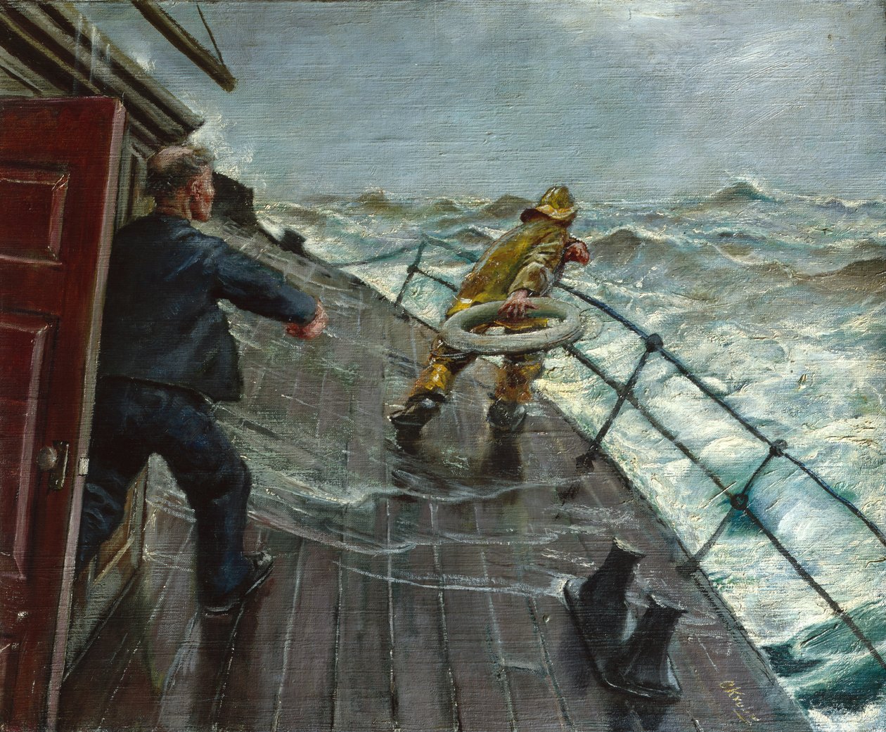 Hombre al agua (óleo sobre lienzo) de Christian Krohg